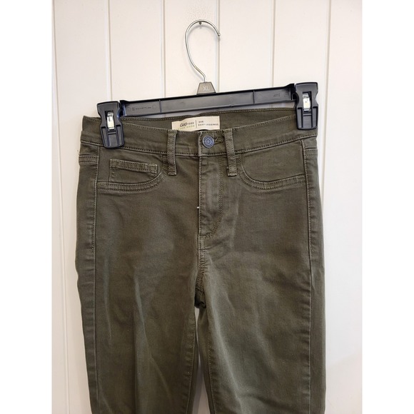 Gap 1969 Easy Leggings Olive Green Distressed Skinny Pants Womens Sz: 00 Regular - Picture 3 of 12